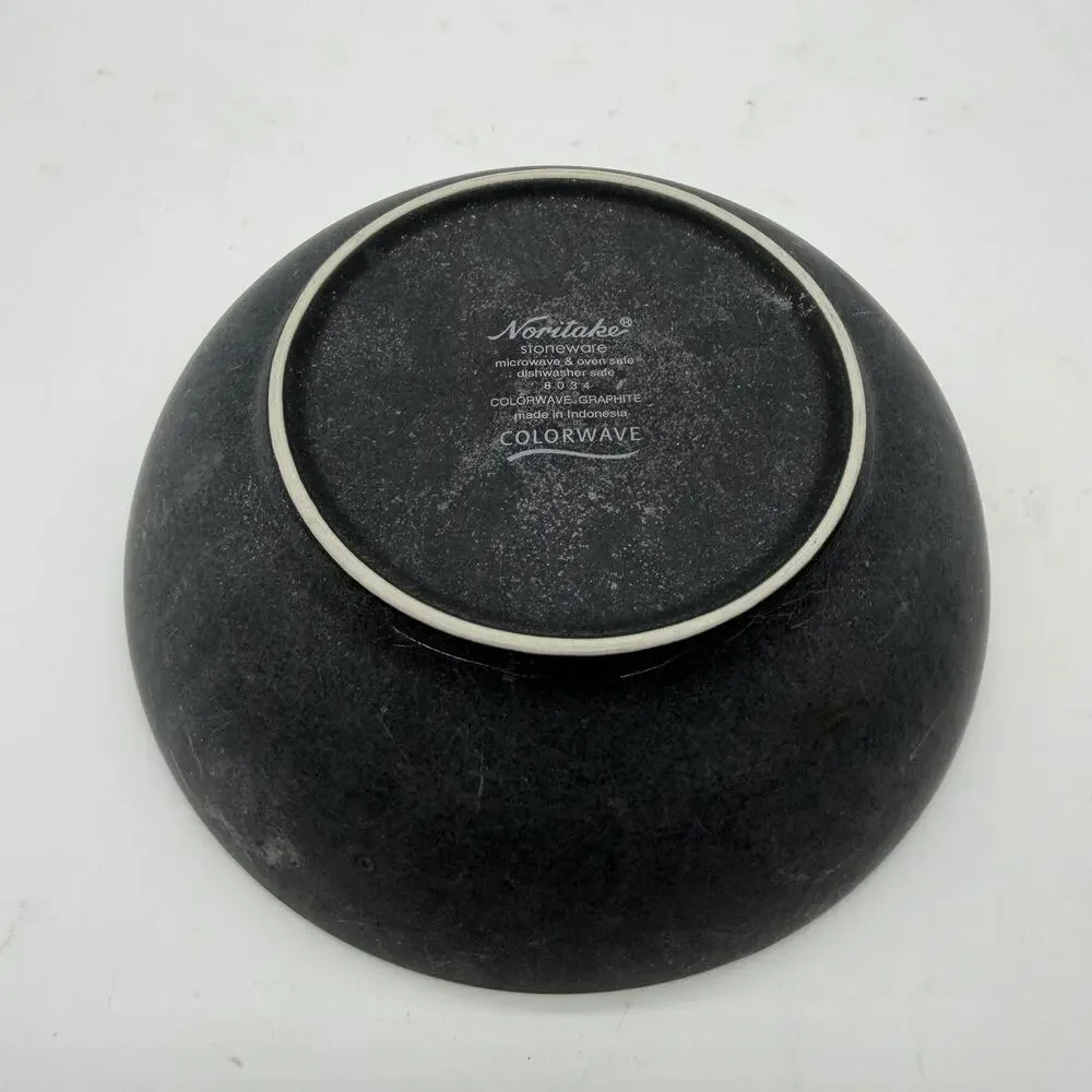 Set of 7 Noritake Colorwave Graphite Stoneware Soup Cereal Bowls 8” Gray
